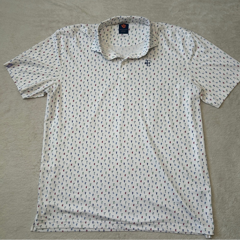 Donald Ross Sport Polo Shirt Men's XL White Martini Short Sleeve Golf